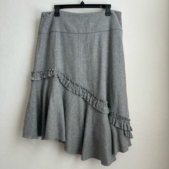 Zoe. D Wool Blend Skirt Vintage Ruffle - Picture 3 of 9